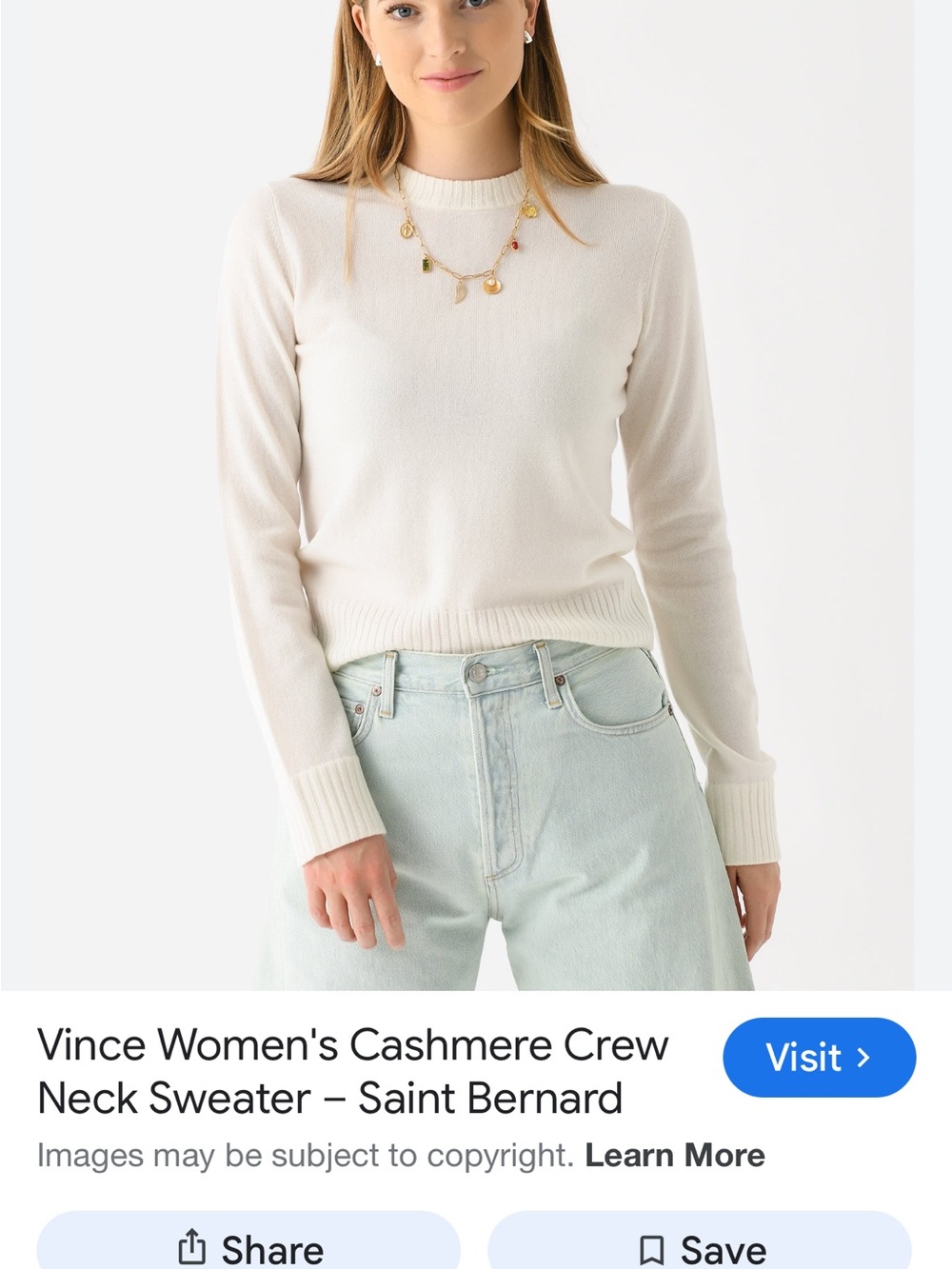 Vince Ivory Crew Neck Cashmere Sweater